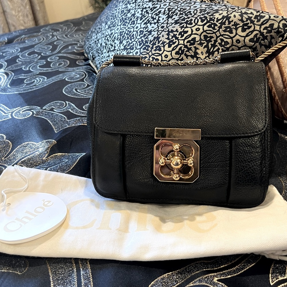 Chloe Small Black Leather Elsie Shoulder and crossbody 2 way bag